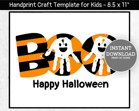 BOO Ghost Handprints Craft Printable Halloween Handprint | Etsy