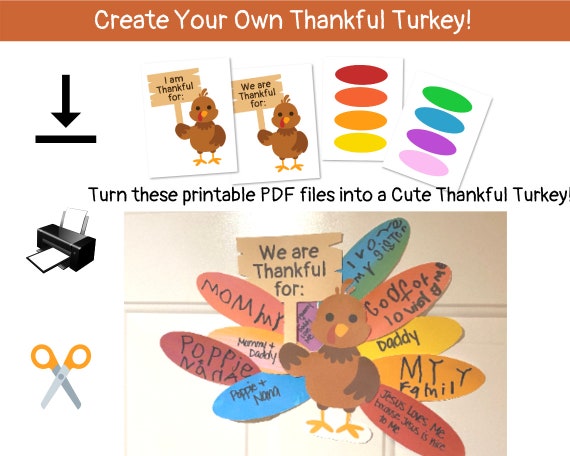 Thankful Turkey for Kids Printable Thankful Turkey Craft