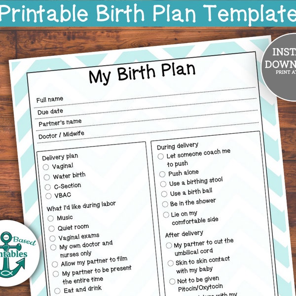 Birth Plan Printable - Etsy
