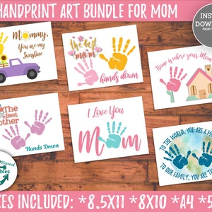 Handprint Art for Mothers Day Handprint Gift for Mother&#39;s Day Craft Printable Handprint Craft Bundle Handprint Card for Mom from Toddler DIY