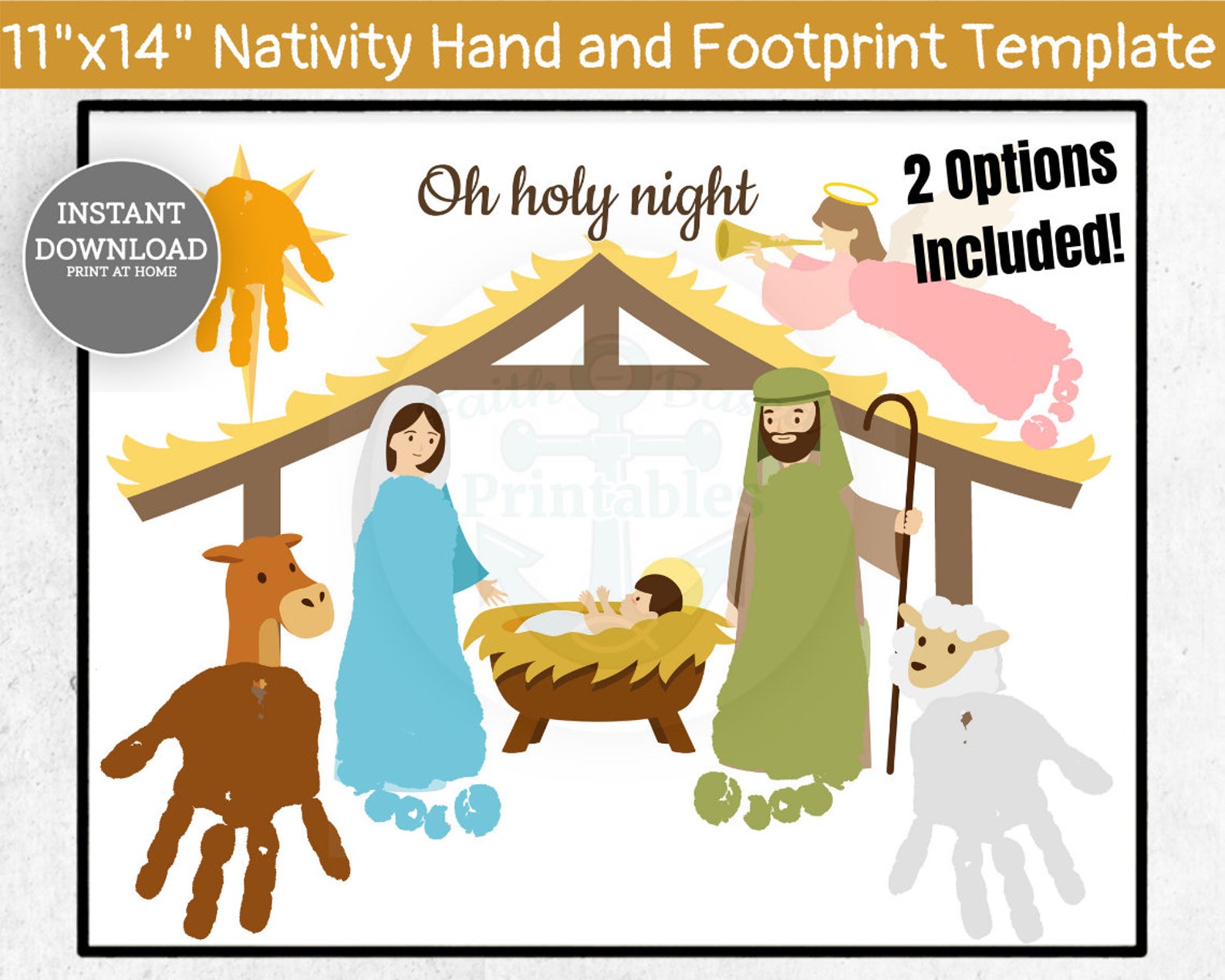 Printable Nativity Handprint Craft 11x14 Handprint Template Etsy
