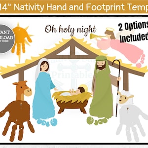 Printable Nativity Handprint Craft 11x14 Handprint Template Footprint ...