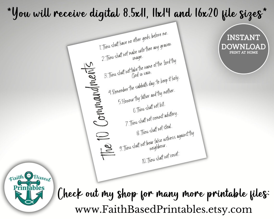 KJV Ten Commandments Printable 10 Commandments Sign Ten Commandments ...