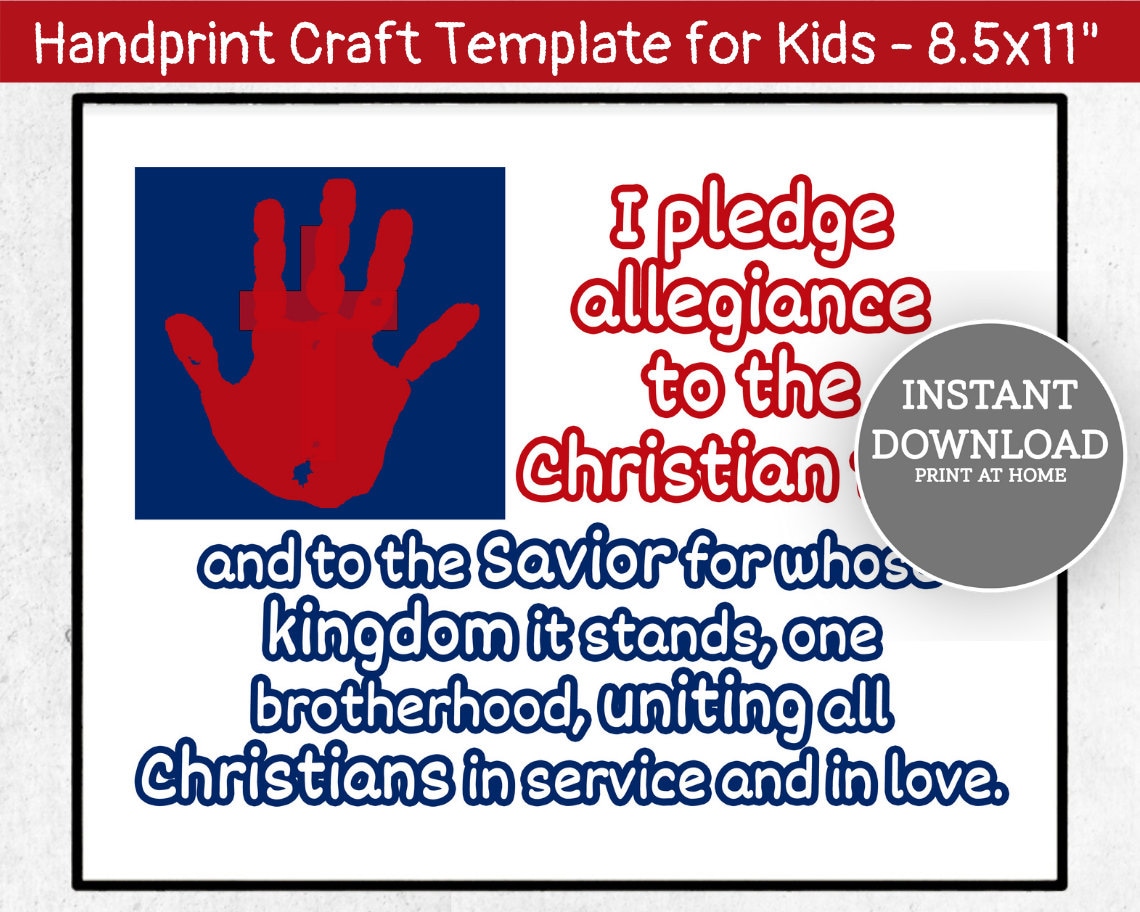 Pledge to the Christian Flag Handprint Craft Printable Etsy