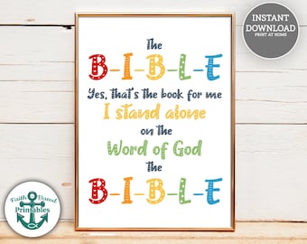 Crianças cristãs assinam A BÍBLIA sim, esse é o livro para mim Canções pré-escolares para impressão Escola domiciliar cristã Escola dominical Arte Palavra de Deus