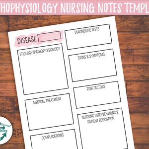 Patho Nursing Notes Template Disease Template Pathophysiology Study Guide Light Pink Nursing Pathophysiology Notes Nursing School Notes PDF
