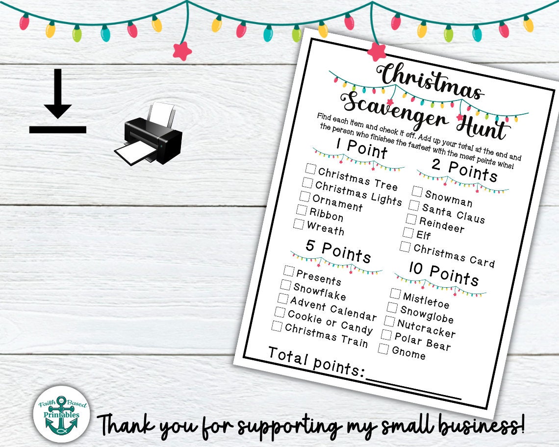 Christmas Scavenger Hunt Printable for Kids Christmas | Etsy