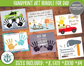 Handprint Art for Dad Handprint Art Fathers Day Craft Printable Fathers Day Gift Handprint Craft Bundle Father's Day Handprint Card for Dad