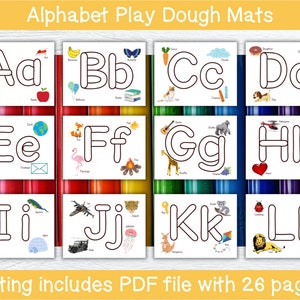 Tapetes de plastilina del alfabeto Hojas de plastilina ABC imprimibles Actividades preescolares para niños pequeños Actividad de educación en el hogar Libro ocupado Tapete de formación de letras