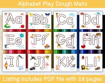 Alphabet Play Dough Mats Printable ABC Playdough Sheets Preschool Toddler Activities Homeschool Activity Busy Book Letter Formation Mat