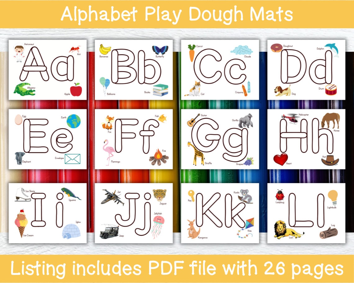 Letter Play Dough Mats - Learn the ABC's with Play-Doh! Two Sets of  26-Printable Play-Doh Mats