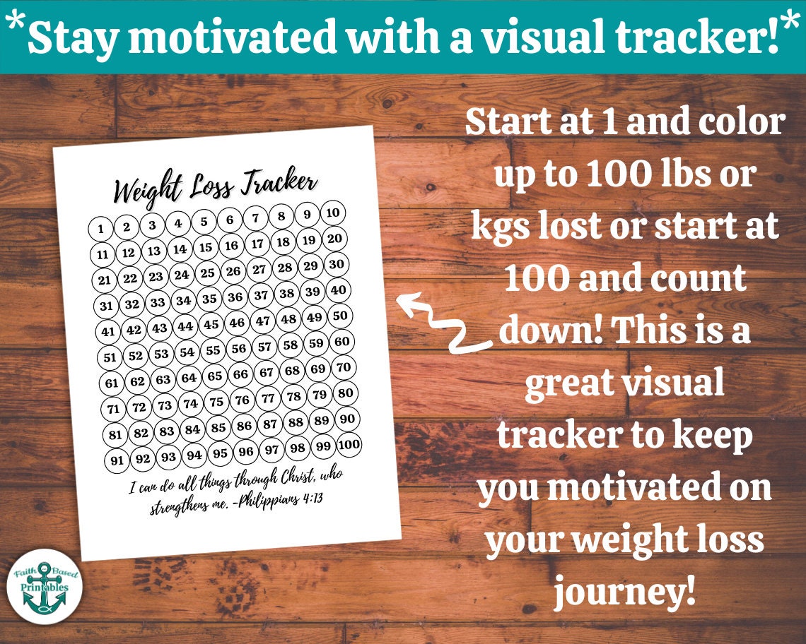 100 Lb Printable Weight Loss Tracker Printable Weight Loss - Etsy