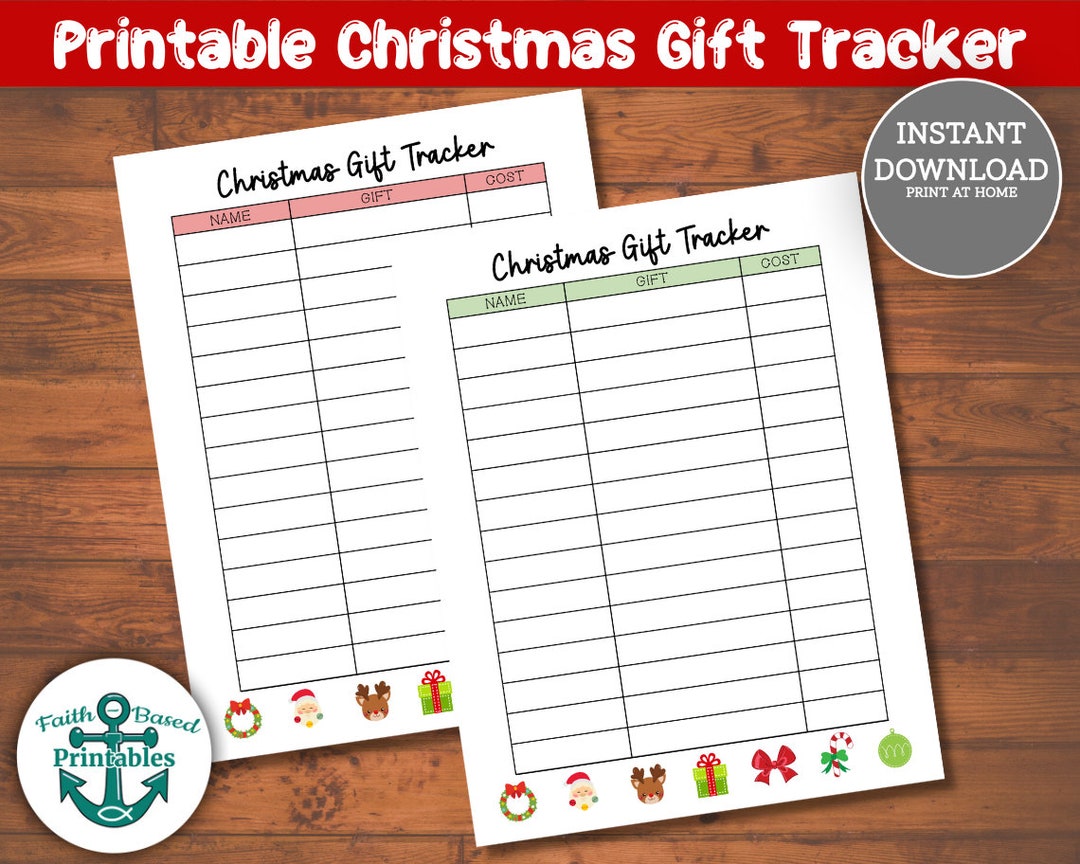 Printable Christmas Gift Tracker Christmas Planner Name Gift Cost ...