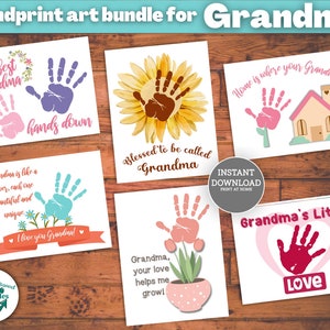Handdruck Kunst für Oma Muttertag Geschenk Handdruck Bastelpaket Großelterntag Basteln für Kinder Druckbare Karte für Baby Kleinkind Leicht