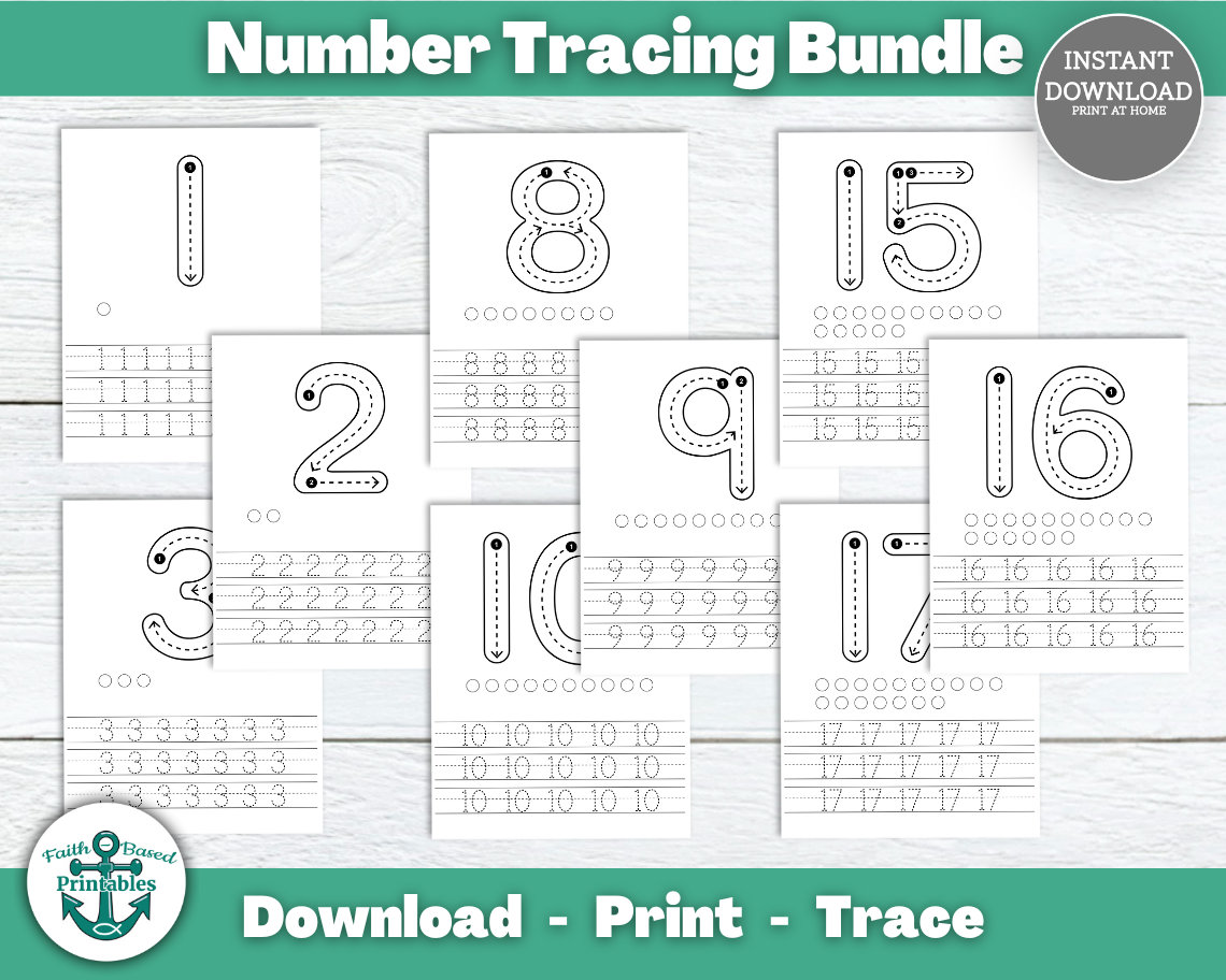 Number Tracing Bundle Numbers 1-20 Printable Trace Handwriting Writing Practice Sheets Page Pages Printables Numeral 1 to 20 Kindergarten - Etsy for Free Printable Number 11 Worksheets For Preschool