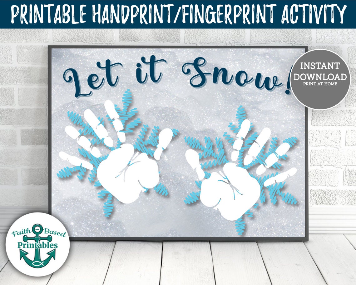 Handprint Winter Tree with Snowy Fingerprints - Fun-A-Day!