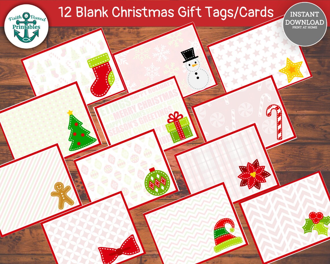 Printable Christmas Gift Tags for Kids Blank Christmas Cards - Etsy