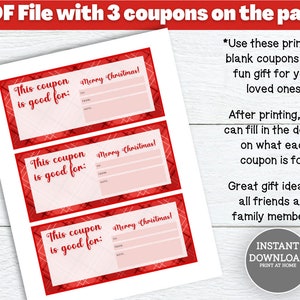 Printable Christmas Coupon Book Template Blank Coupons Gifts for Spouse ...