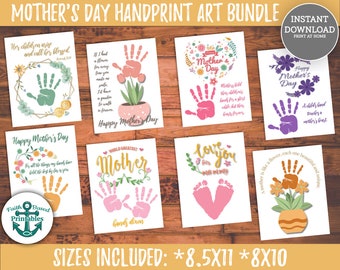 Mothers Day Handprint Art Bundle Mothers Day Craft for Kids Printable Handprint Craft Handprint Card for Mom Mother's Day Gift Toddler Gift