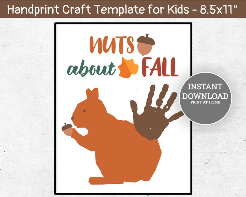 Nuts About Fall Squirrel Handprint Craft Kids Fall Handprint Etsy