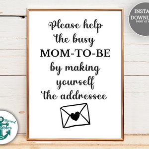 Address the Envelope Baby Shower Printable Sign Please help the busy Mom-to-be by making yourself the addressee addresses minimalist signs