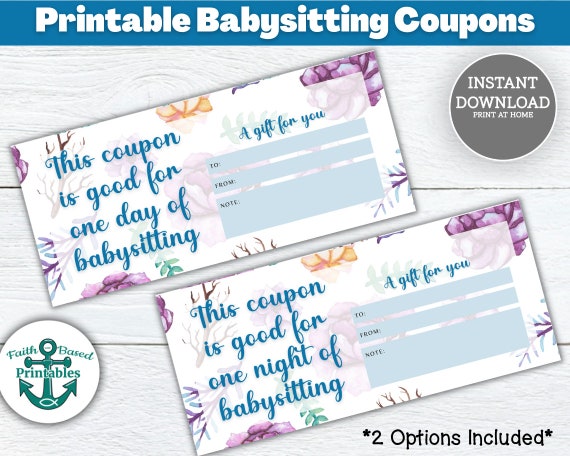 Babysitting Coupon Template Printable Coupons Free Baby - Etsy