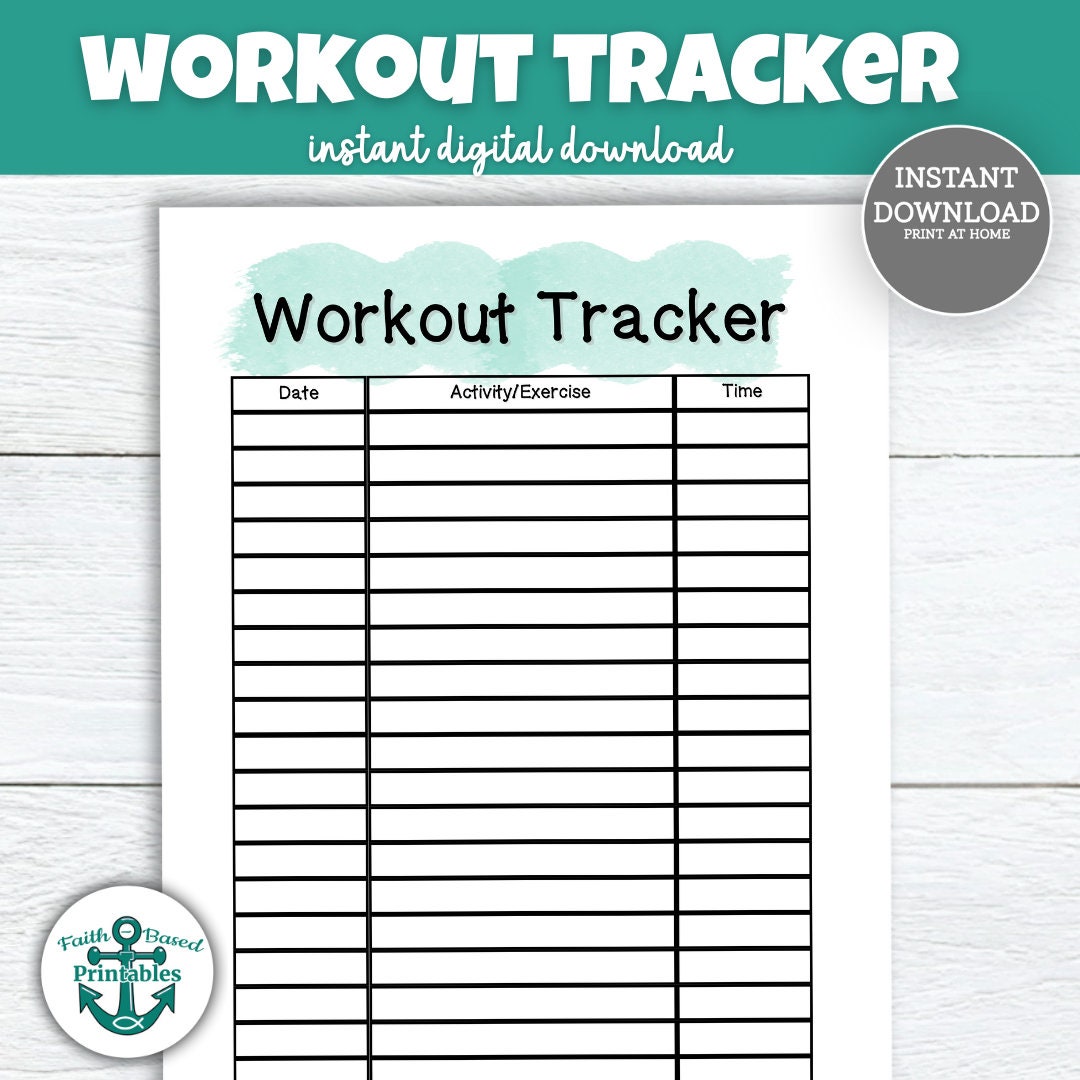 Printable Workout Tracker Daily Fitness Log Monthly Weight Loss ...