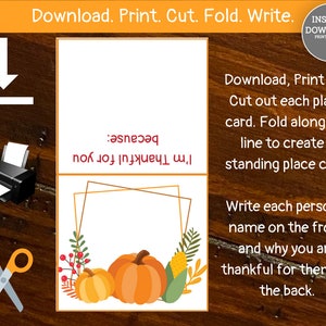 Thanksgiving Name Cards, Thanksgiving Dinner Table Place Cards, Thanksgiving Activity for Kids ...