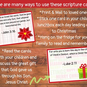 Printable Christmas Scripture Cards for Kids Bible Verses Christmas ...
