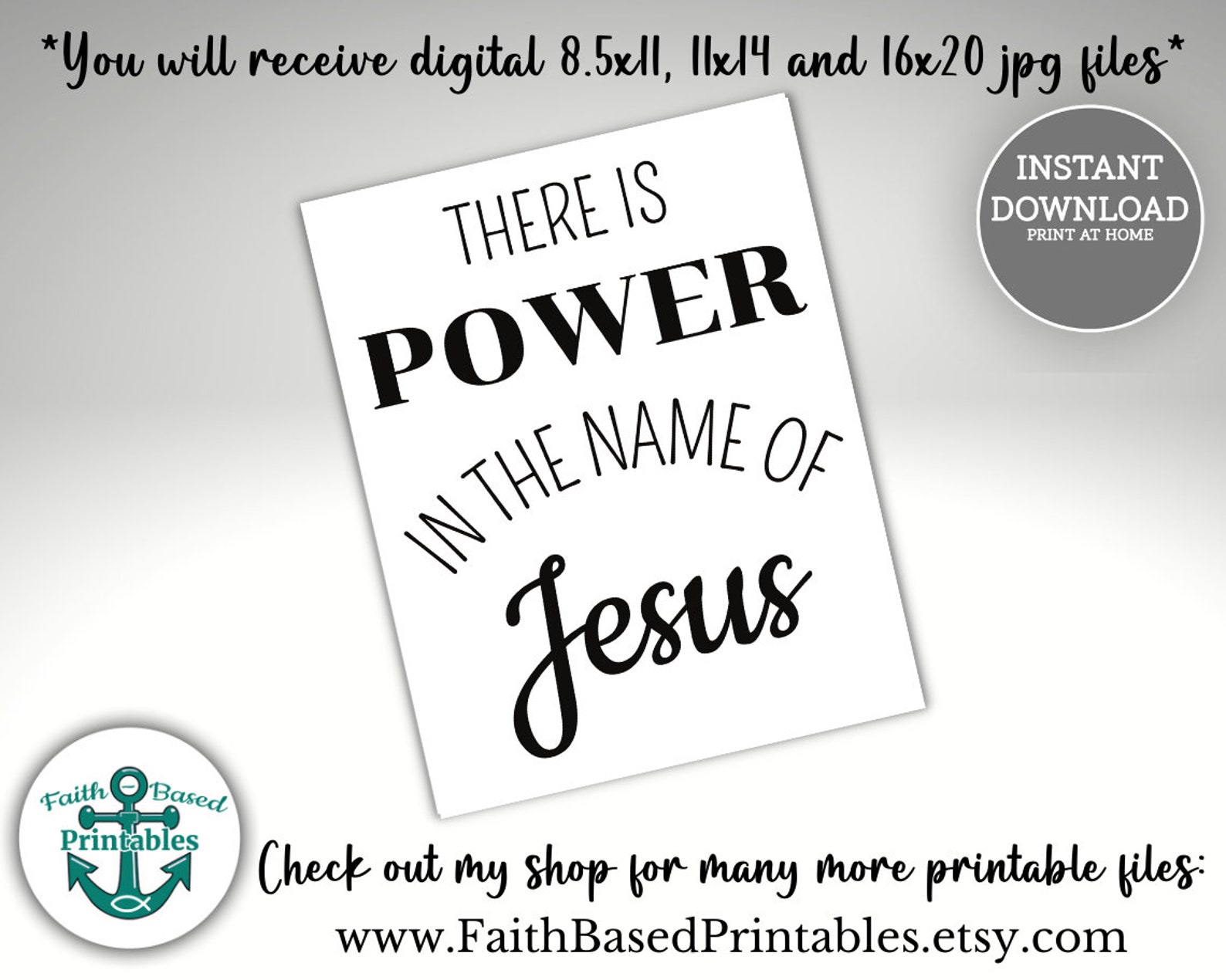 There is Power in the Name of Jesus Printable Christian Wall - Etsy