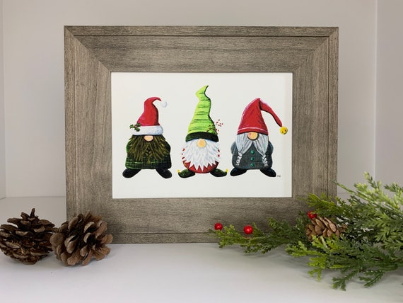 Download Christmas Gnome Canvas Print Gnomes Original Art Christmas Etsy