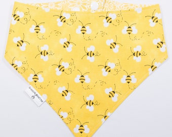 Bees two  sided pet bandana, snap on bandana,, dog accessories, pet accessories