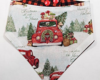 Christmas dog bandana, two sided  bandana, snap on,  bandana dog accessories