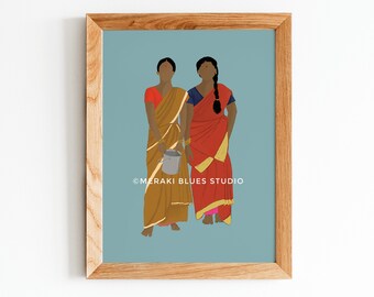 Indian Women Illustration Art print |  Brown Girl