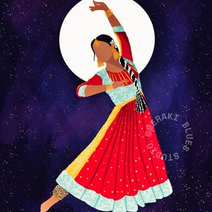 Kathak-danser | Kunstafdruk | Woondecoraties | Wanddecoratie | Indiase vrouw kunst | Dansen
