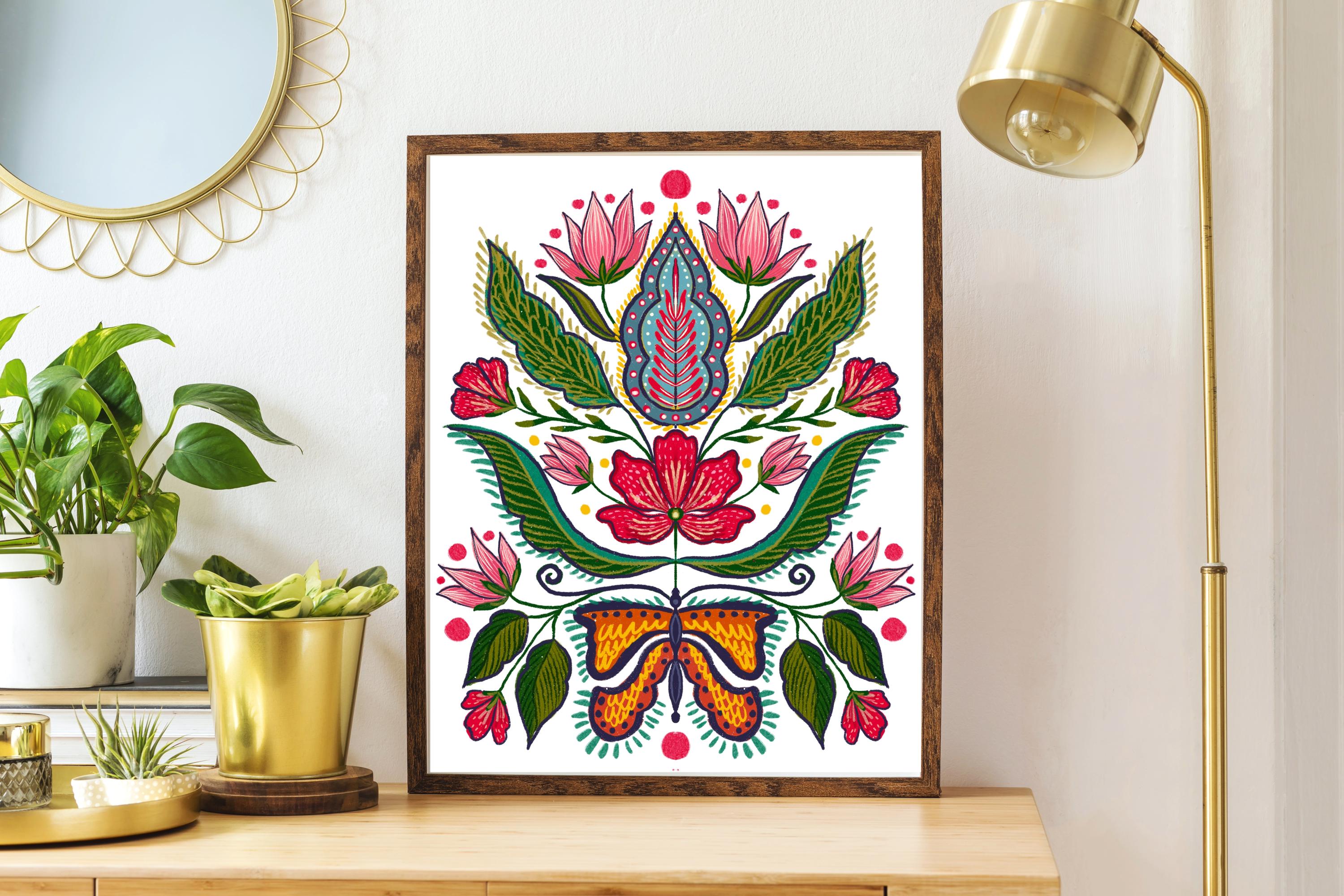 Floral Folk Art | Art Print | Home Decor | Wall Decor | Folk Art ...