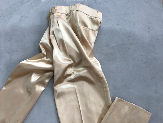 Original Vintage 70s, Gold Satin Trousers from ic… - image 10