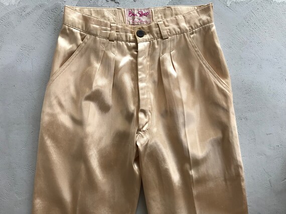 Original Vintage 70s, Gold Satin Trousers from ic… - image 2