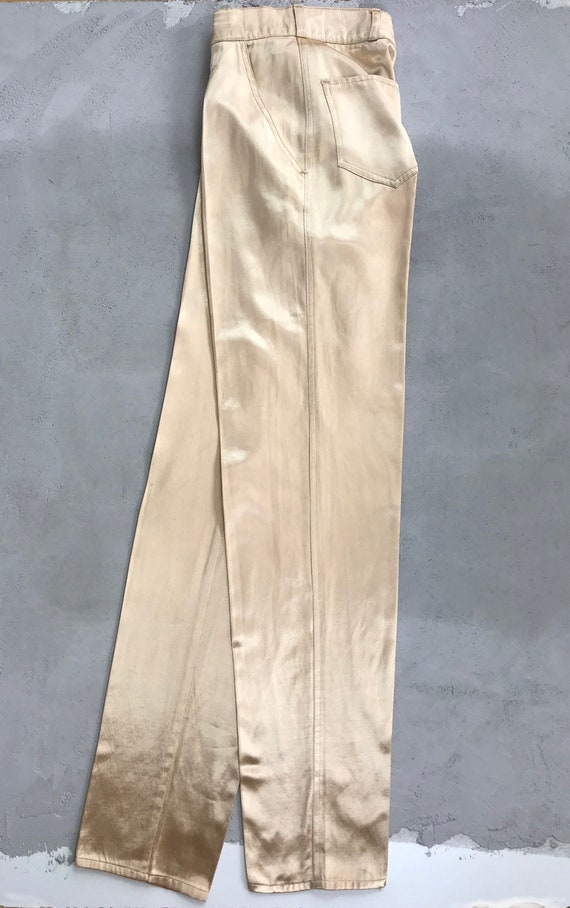 Original Vintage 70s, Gold Satin Trousers from ic… - image 3