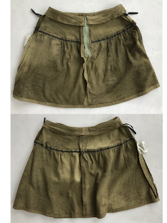 Original Vintage 80s, soft suede mini skirt, flar… - image 10
