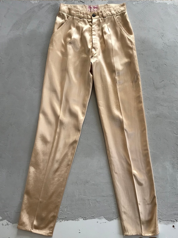 Original Vintage 70s, Gold Satin Trousers from ic… - image 6