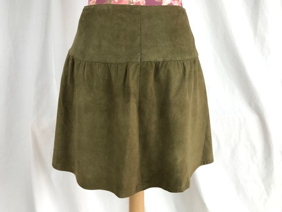 Original Vintage 80s, soft suede mini skirt, flar… - image 6
