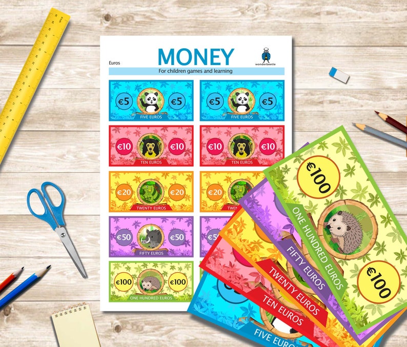 printable money for math and games homeschool learning 4 etsy