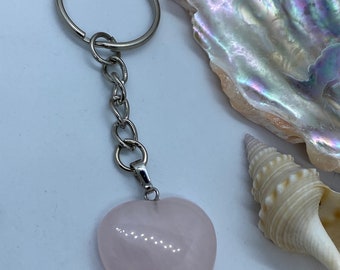 keychain rose quartz heart
