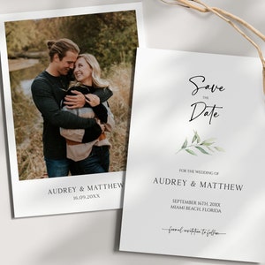 Minimalistische Hochzeit Save The Date Vorlage, saubere Save the Date, einfache moderne Save the Date, Foto Save the Date, Double Side Save Date