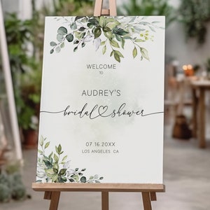 Eucalyptus Bridal Shower Welcome Sign Template, Brunch Poster, Greenery Welcome Sign, Bridal Sign, Shower template sign, Shower Poster