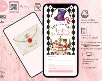Onederland Video Invitation Template with online RSVP, Alice animated invitation, Onederland 1st Birthday, Mad Tea Party, Mad Hatter