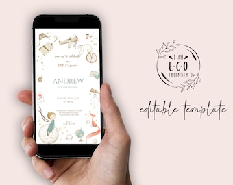Little Prince Birthday Invitation Evite, Le Petit Prince Birthday, Prince Baby Boy, Printable Little Prince, Little Prince Theme, Phone