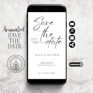 Video Save the Date Vorlage, Bewegungeinladung, Telefon speichern das Datum, Hochzeitsvideo einladen, Video Canva Vorlage, Video Einladung, animiert