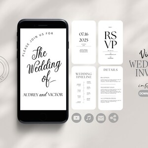 Video wedding invite, animated wedding invite, electronic invite, video invitation, digital invitation, video canva template, video rsvp